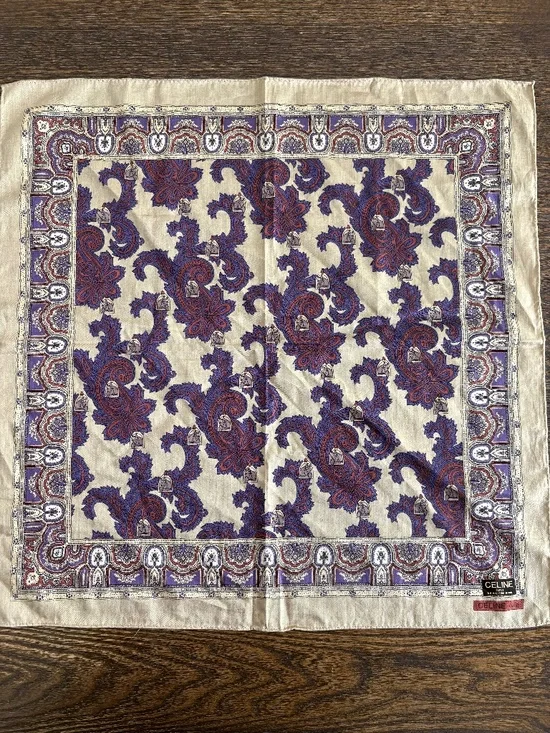 Celine Vintage Purple Paisley Handkerchief/Bandana 100% Cotton
