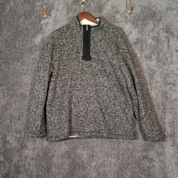Orvis Men's Black and Gray Zip Up Sweater Fleece Sherpa Lining Size XL