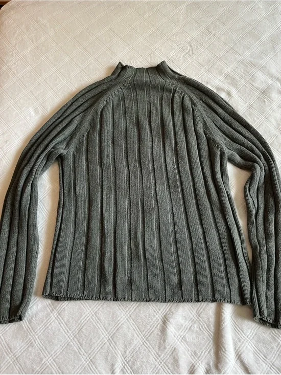 Banana Republic Olive Ribbed Mock Neck Sweater