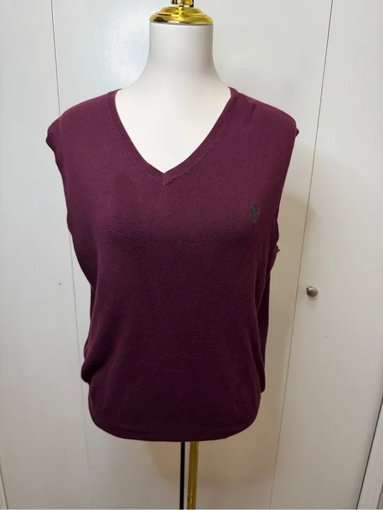 Ralph Lauren Pima Cotton Sweater Vest in Deep Burgundy