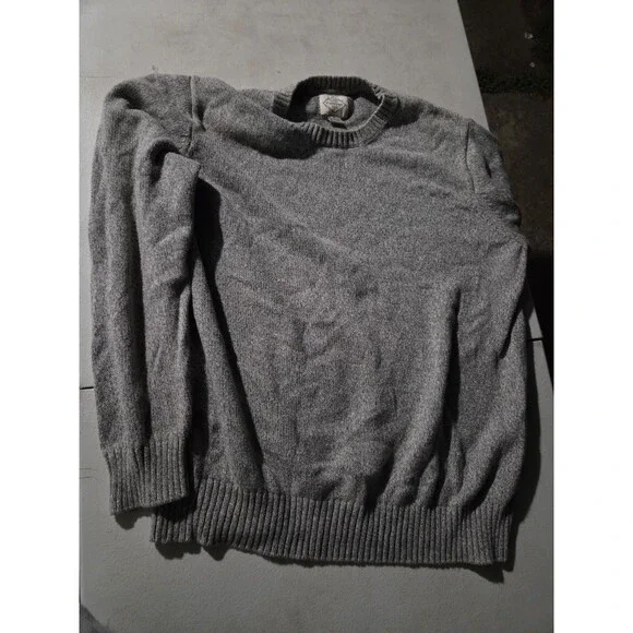 St. John's Bay Men's XL Gray 100% Cotton Knit Crewneck Sweater Pullover Classic
