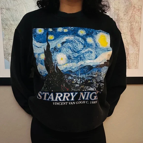 Van Gogh Starry Night Black Crewneck Sweater