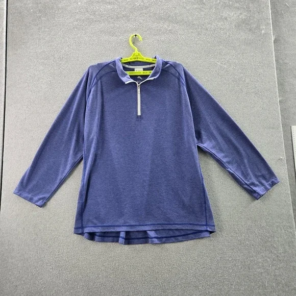 Tommy Bahama Men Sweater XXL‎ Blue Marlin Quarter Zip Logo Zipper Long Sleeve