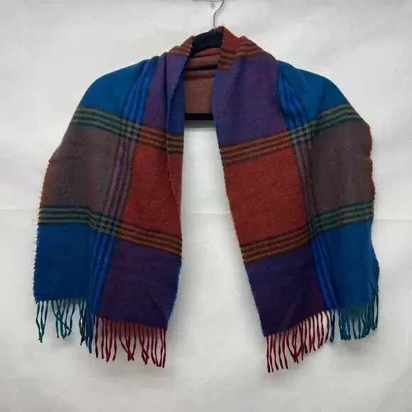 Colorblock 100% Cashmere Scarf Made in England Fringe
