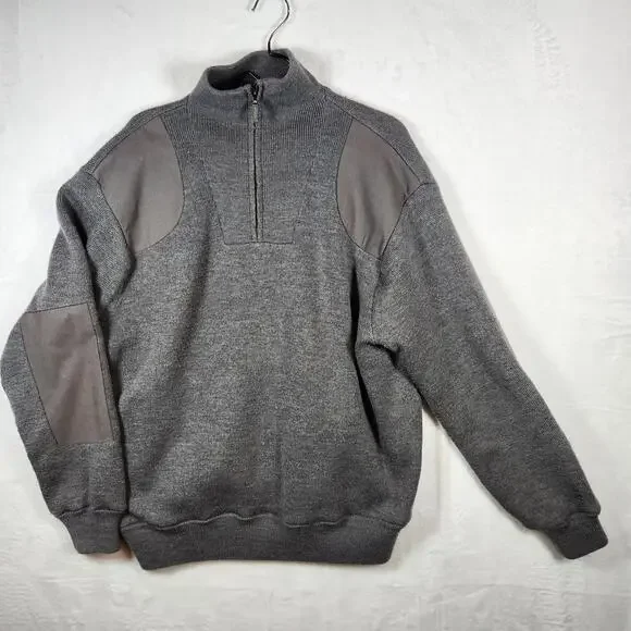 Orvis Mens Quarter Zip Pullover Grey Outdoor Sweater Size Large‎ Lined