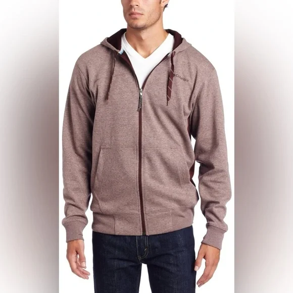 Columbia Men's Maroon Zip Up Hoodie Sweatshirt Size Medium