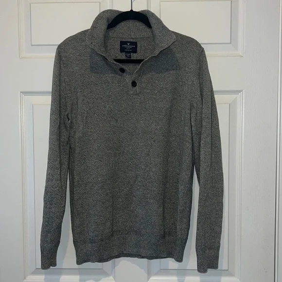 American Eagle 100%‎ cotton Gray collared sweater size Large