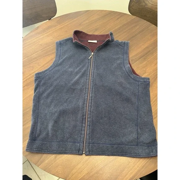 Tommy Bahama Vest Mens 2XL Blue Red Reversible Full Zip Sleeveless Sweater Knit