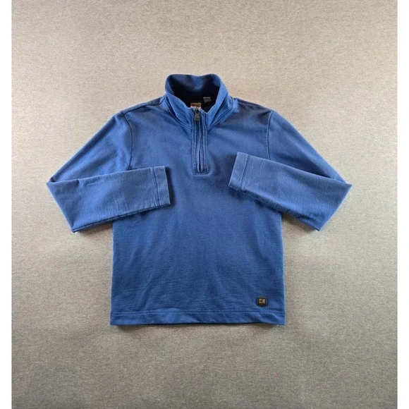Hugo Boss Orange Tag Sweater Mens L Blue Quarter Zip Mock Neck Pullover Peruvian