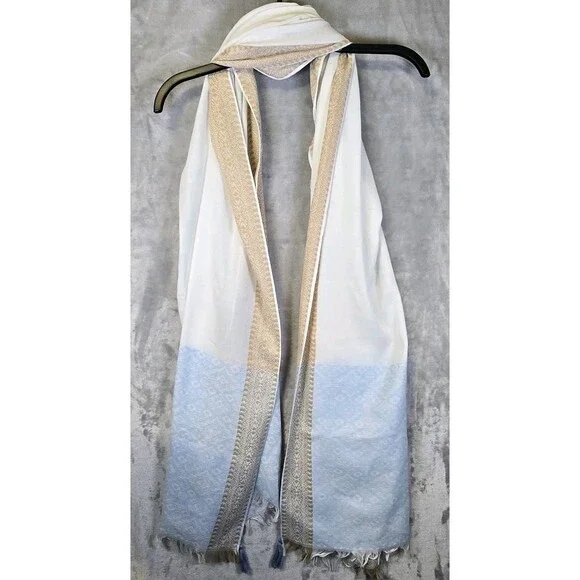 Arab Hijab Scarf Womens Blue Tan Muslim Turban Islamic Headscarf Shawl 27