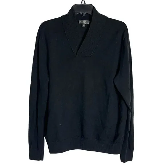 Express Merino Wool Cardigan Pullover Black Size L