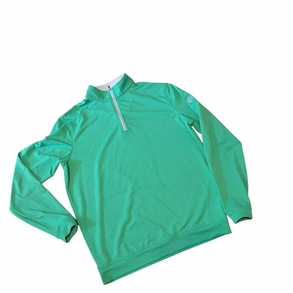 Peter Millar Men's Mint Green Quarter-Zip Performance Sweater
