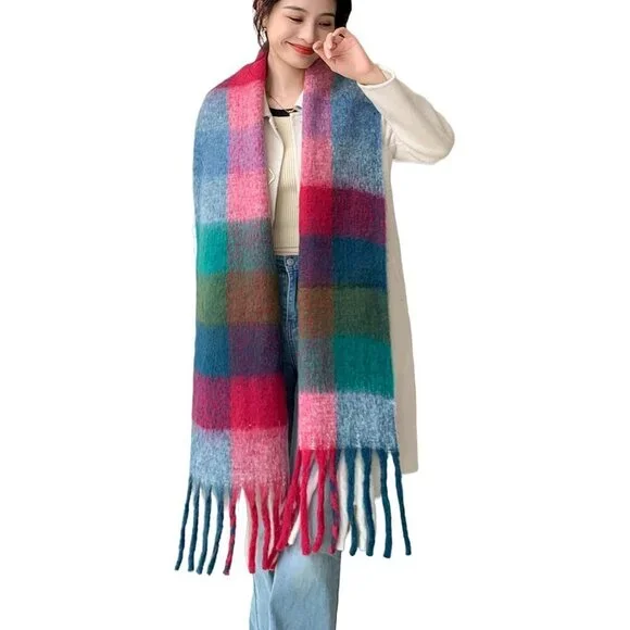 Women's Purple Red Green Winter Warm Shawl Cold Weather Thick Blanket Scarfs