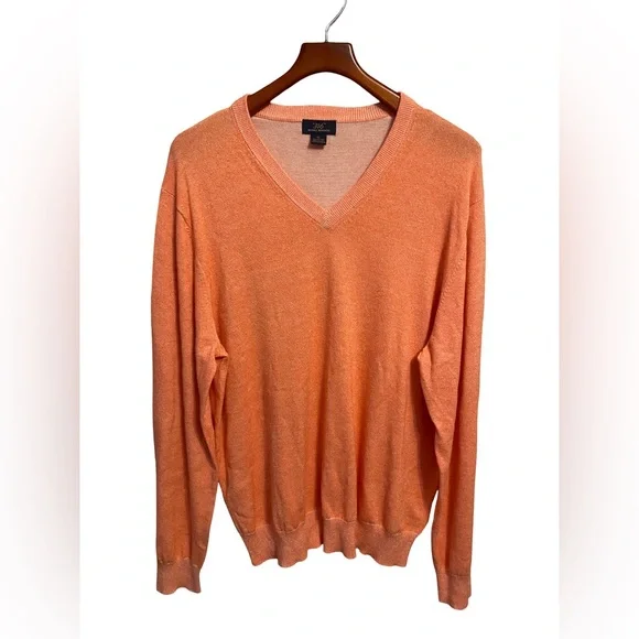 Brooks Brothers 346 V Neck Sweater Mens Size XL Salmon‎ Cotton Pullover