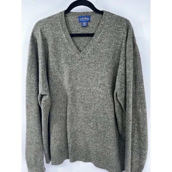 Club Room Mens xl Lambs Wool Sweater Olive Gorp Old Money Heritage Corporate