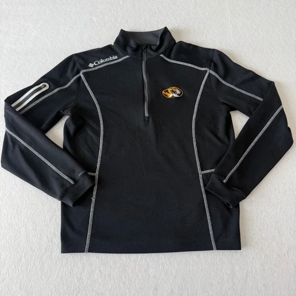 Columbia Golf Quarter Zip Pullover Mens Small Black Mizzou Tigers Omni-Wick