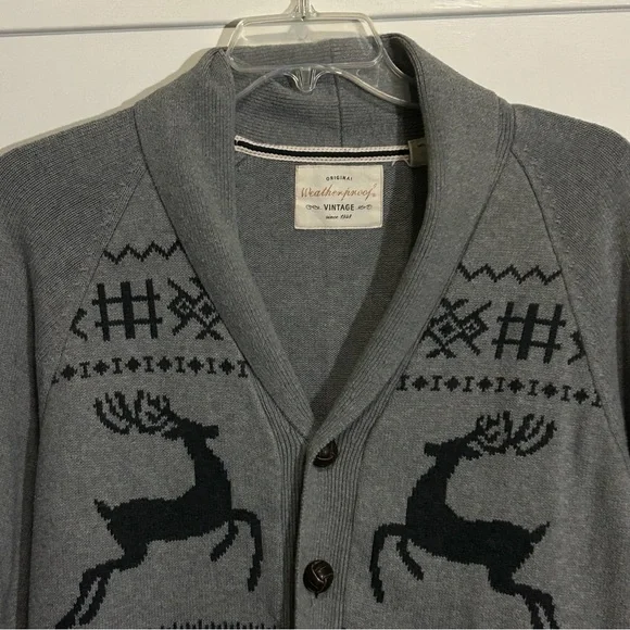 WeatherProof Vintage Reindeer Fair Isle Cardigan Size Medium