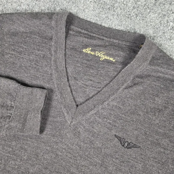 The Olympic Club V-Neck Ben Hogan Sweater Mens L Gray 100% Merino Wool