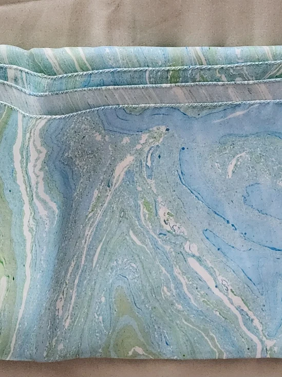 Marbled Watercolor Scarf in Blue and Green