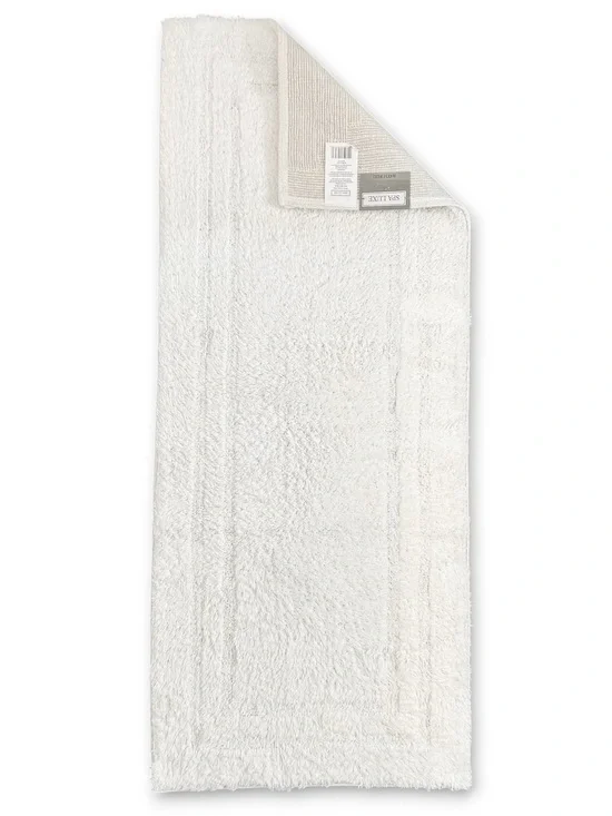 Spa Luxe Cotton Bath Runner Rug Ivory Non-Skid 20 x 48 NWT