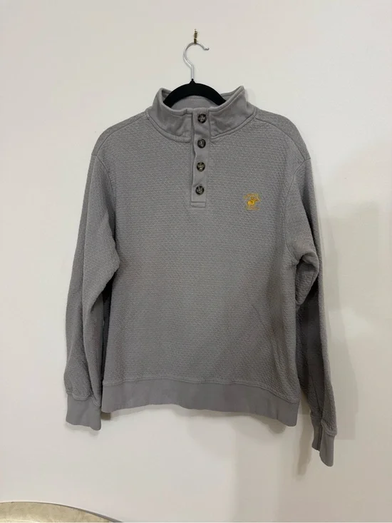 Beverly Hills Polo Club Men's  Size L Gray Quarter-Button Pullover Sweater