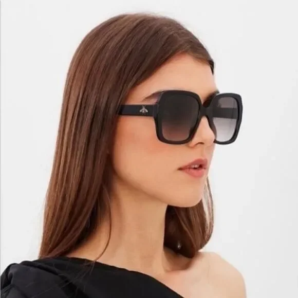 Gucci Classic Oversized Rectangular Sunglasses GG0096S NWT $500