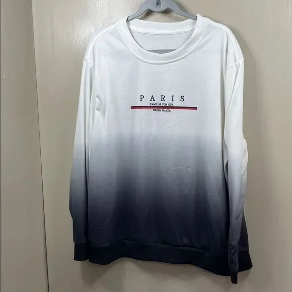 Men’s Minimalist Paris Graphic Gradient Pullover Crewneck size 2X