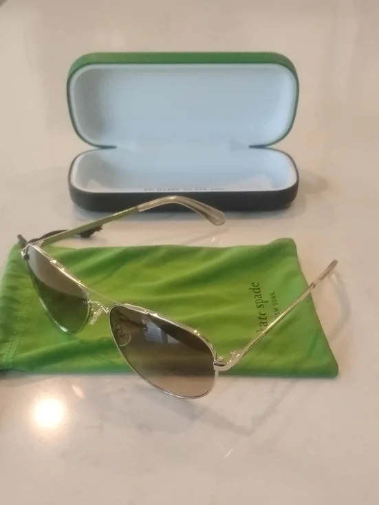 kate spade Emmaline Gold Aviator Sunglasses with Green Gradient Lenses