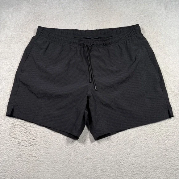 Gap Swim Trunks Mens XL Black 6 Inch Seersucker Mesh‎ Lined Swimming Shorts