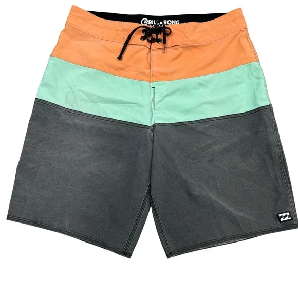 Billabong Mens Tribong Pro Recycler Board Shorts Orange Green Grey M120TBTB 31