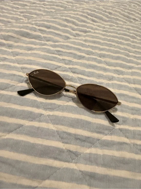 Ray-Ban Gold Frame Black Lens Oval Sunglasses