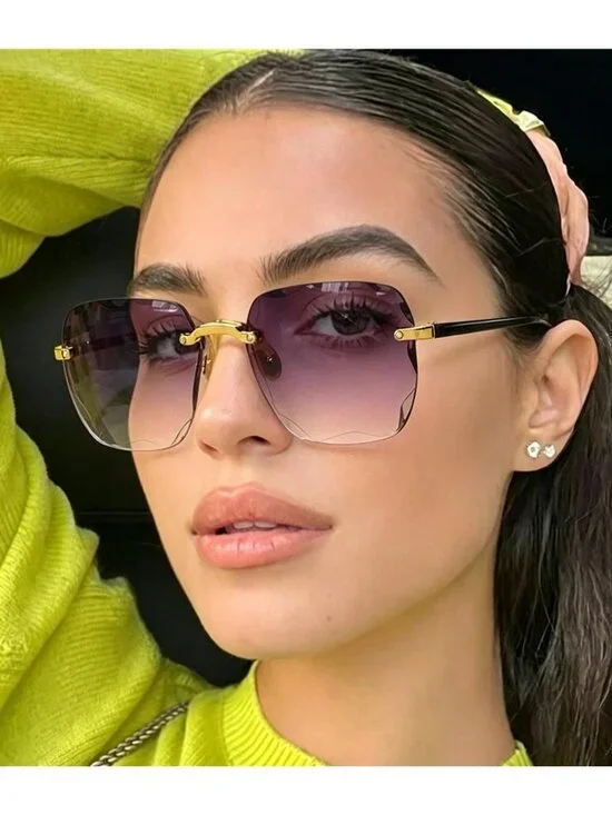 Retro Square Rimless Sunglasses