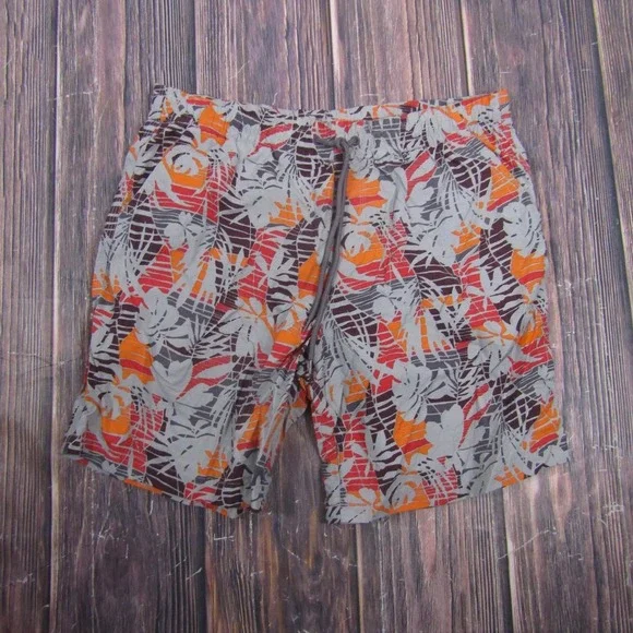 Columbia Swim Shorts Mens Medium Gray Tropical‎ Mesh Lined Omni-Shield Quick Dry