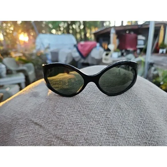 BULOVA BLACK Cat Eye Sunglasses‎ Shannon Sunwear Gold Logo