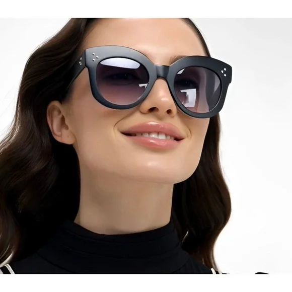 Cat Eye Sunglasses Women Black Lens UV400  Oversized Fashion Luxury Style Lentes