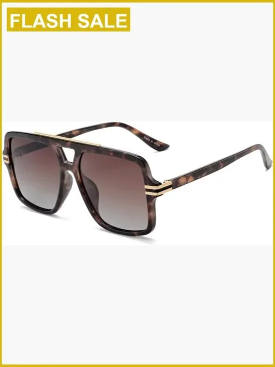 Retro Oversized Polarized Square Sunglasses Women Men