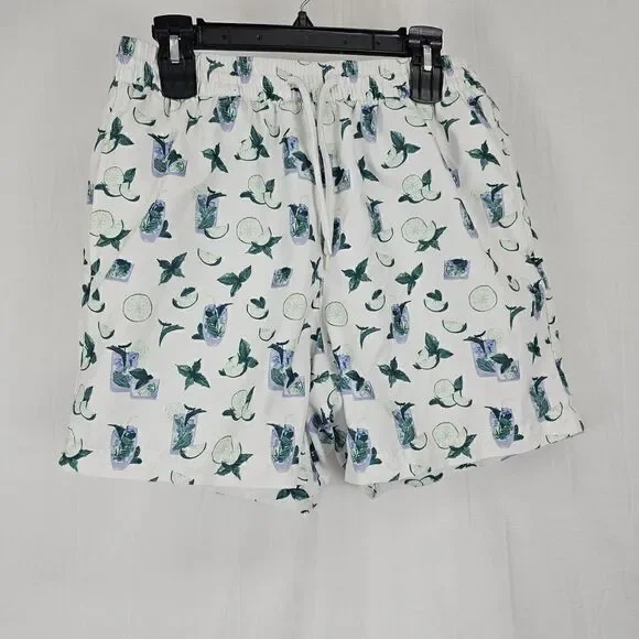 Caribbean Swimwear Men's Size Medium White Mojito Print Swim Trunks