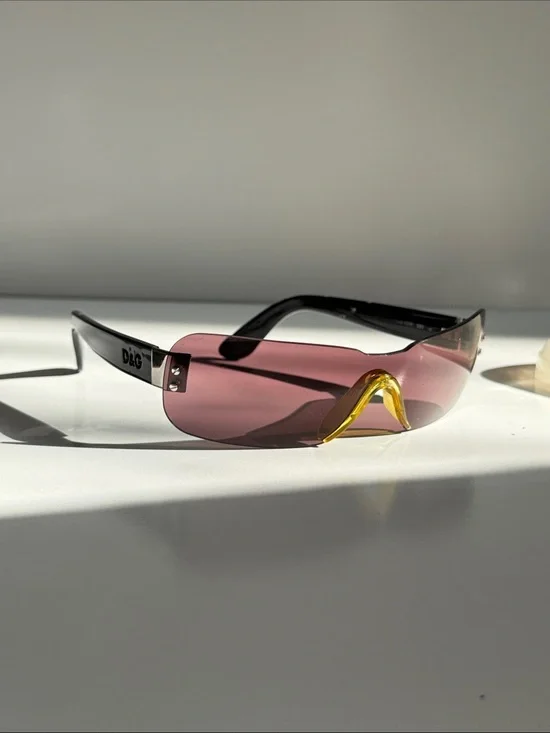 D&G Dolce & Gabbana Y2K Rimless Shield Sunglasses DD2059/S Mauve RARE