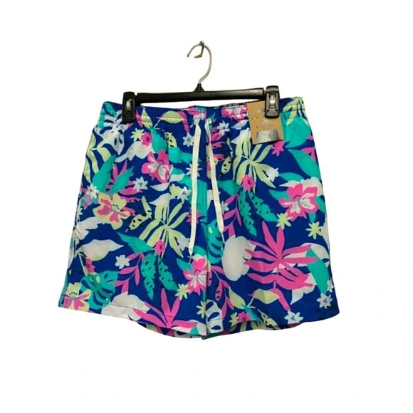 Chubbies Classic Swim Trunks Mens L Blue Tropical Floral 5.5