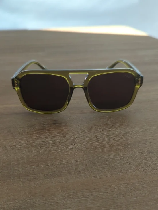 I-Sea Green Transparent Frame Sunglasses with Brown Lenses