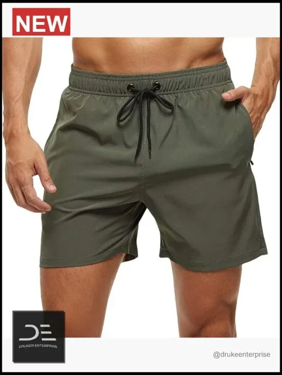 Men's Swim Trunks Quick Dry Beach Shorts with Zipper Pockets Mesh Lining