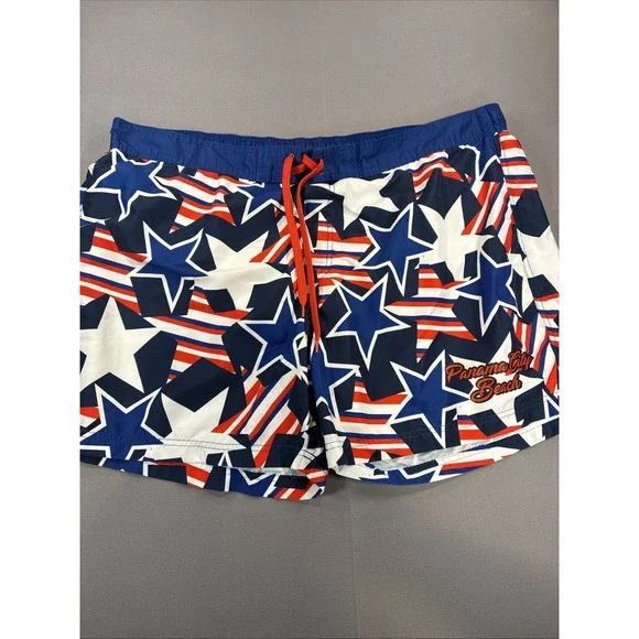 American Crown Swim Trunks 3XL Patriotic Stars Red White Blue Mesh Lining Cut