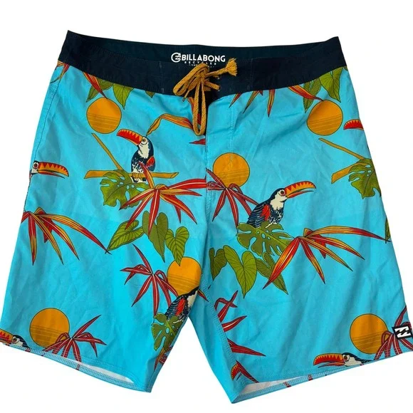 Billabong‎ Board Shorts Mens 34 Blue Sundays Airlite Toucan Tropical Swim Trunks