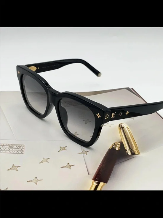 Louis Vuitton Black Sunglasses with Gold Monogram Accents