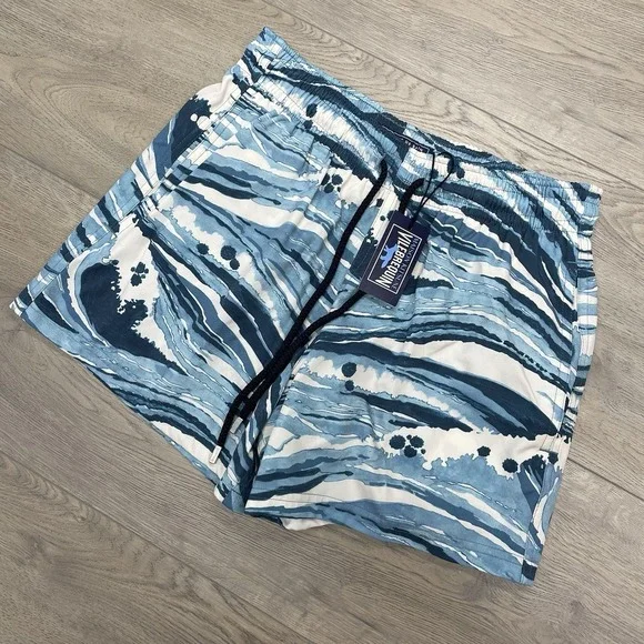 Vilebrequin X Maison Kitsune Wave Stripe Swim Shorts Men Sz S NEW Preppy