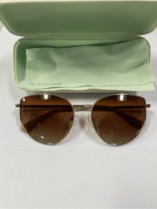 NWT Derek Lam 10 Crosby Kirby Gold Aviator Sunglasses Brown Gradient w/ Case