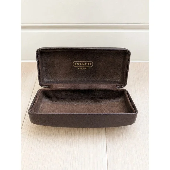 Coach Est. 1941 Brown Hard Eyeglass & Sunglasses Case | Pebbled Finish | Logo