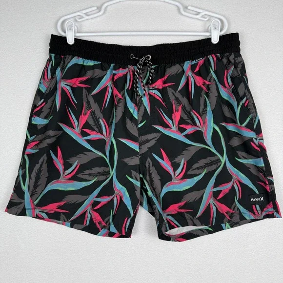 Hurley Mens XXL Tropical Bird of Paradise Swim Trunks Floral Beach‎ Vacation