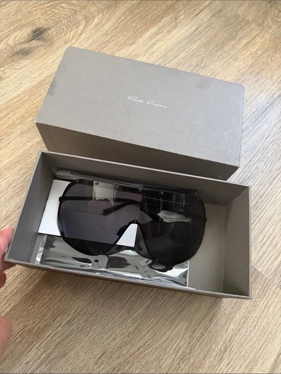 Rick Owens Black Oversized Shield Sunglasses
