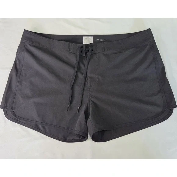 Prana Schaffie Black Board Shorts Womens XL UPF 50 Summer‎ Swim Beach Athleisure